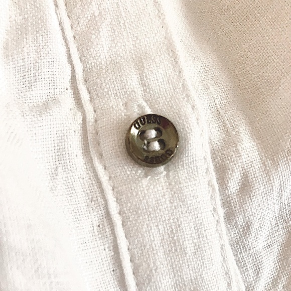 GUESS 100% white linen dress with shoulder frill SIZE XL - Picture 8 of 8